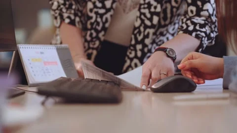 Studying a document on an office desk, editing a document Stock Footage 277824915