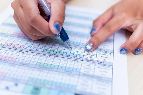 Studying effectively home office document review calm environment close-up .. Foto stock