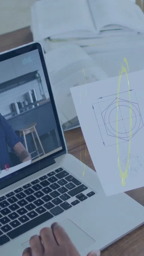 Studying engineering animation, person in school with laptop and headphones Stock Footage 319617761