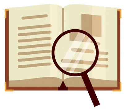 Studying flat icon. Color book with magnifying glass イラスト素材