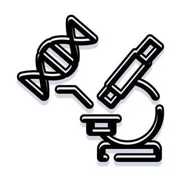 Studying genetics and molecular structures with a microscope Stock Illustration