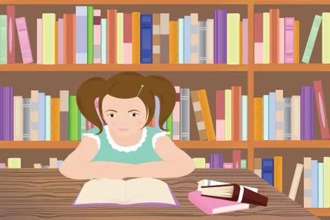 Studying girl Illustrazione stock