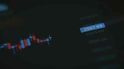 Studying the graph and price for Gold on a trading platform on smartphone Stock Footage 288966603