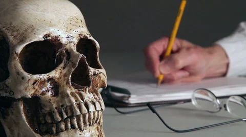 Studying human bones 3 Stock Footage