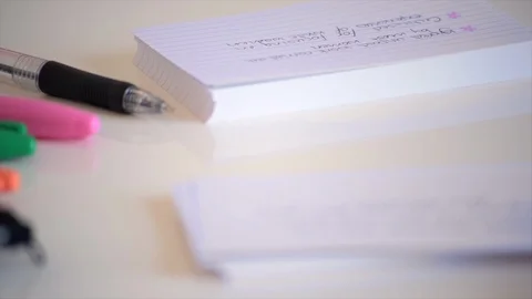 Studying With Index Cards Stock Footage 90137197