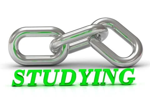 STUDYING- inscription of color letters and Silver chain of the section on whi Stock Illustration