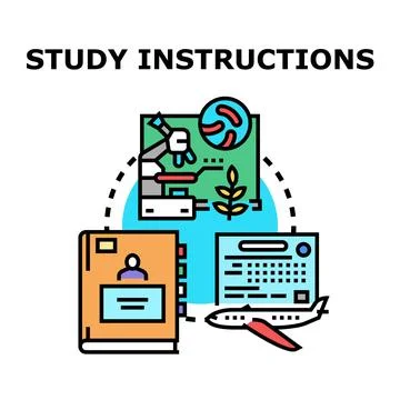 Studying instructions for global academic education and research Stock Illustration