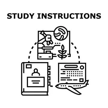 Studying instructions for global academic education and research Stock Illustration