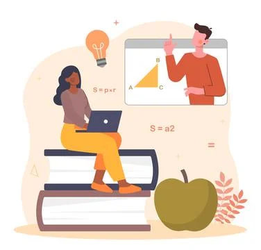 Studying on internet Stock Illustration