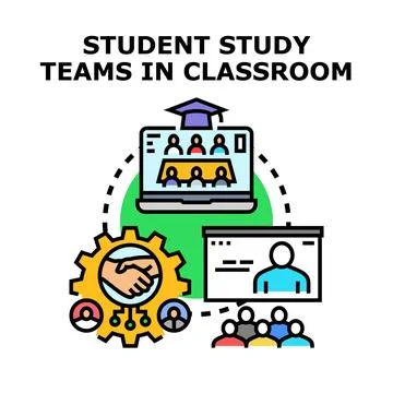 Studying learning process with student team collaboration Stock Illustration