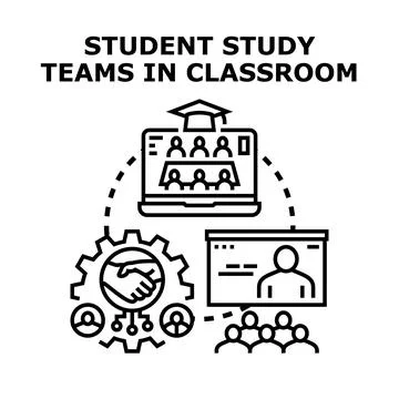 Studying learning process with student team collaboration Stock Illustration