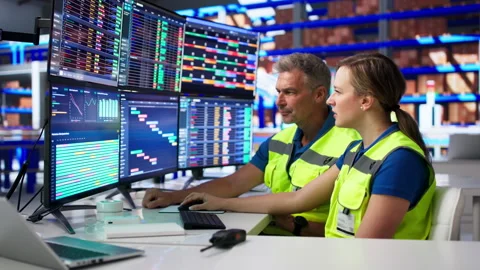 Studying Logistics On Computer Screen, Working With Business Spreadsheets Stock Footage 335876282