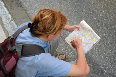 Studying map Stock Photos