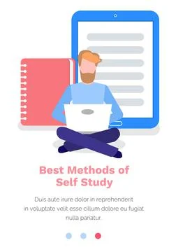 Studying material in internet, best methods of self study concept. Man working Stock Illustration