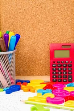 Studying maths and doing calculations as homework. Stock Photos