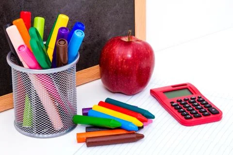 Studying maths and doing calculations as homework. Stock Photos