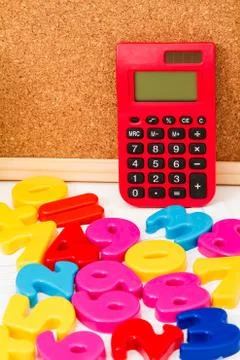 Studying maths and doing calculations as homework. Foto stock