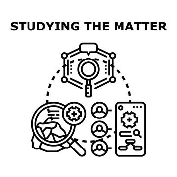 Studying matter research and data analysis process Illustrazione stock