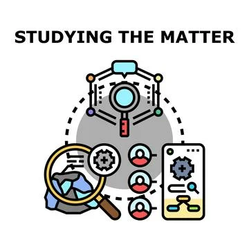 Studying matter research and data analysis process Stock Illustration