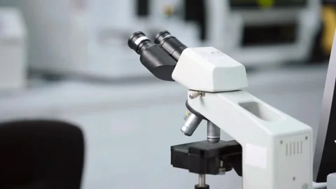 Studying microbial life under a microscope, investigating the role of bacteria Stock Footage 336583161