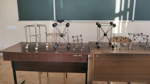 Studying Molecular Models In Physical Laboratory In School, College Stock Footage 138045990