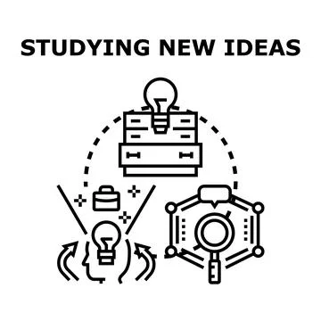 Studying new ideas concept vector icon developing strategy Illustrazione stock