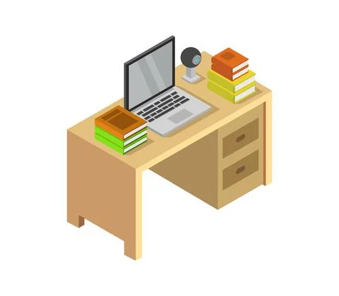 Studying online isometric illustrated in vector Illustrazione stock