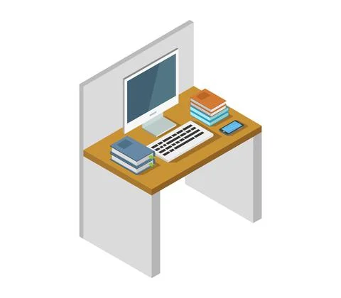 Studying online isometric illustrated in vector 库存插图