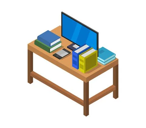 Studying online isometric illustrated in vector Stock Illustration
