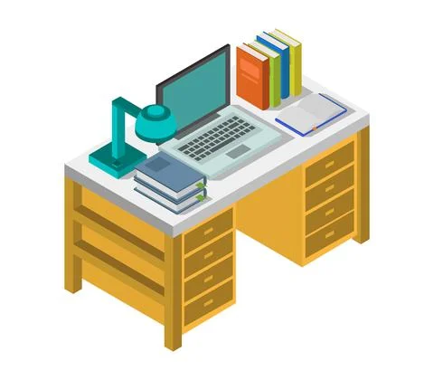 Studying online isometric illustrated in vector Stock Illustration
