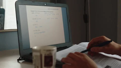 Studying Online mathematics class Stock Footage 139456817