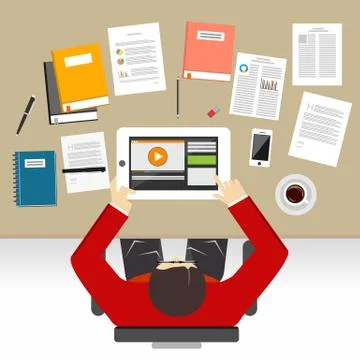 Studying or working on the desk concept illustration. Stock Illustration
