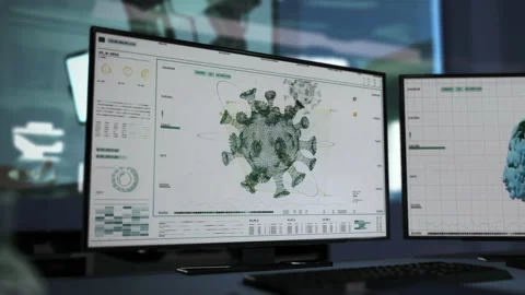 Studying a rare mutated form of the Covid-19 virus in a diagnostics center. UI Video stock 150694978