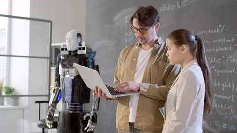 Studying Robotics At Computer Class Stock Footage 141986481