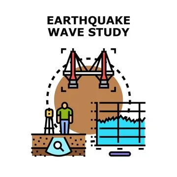Studying seismic waves and structural engineering risks Stock Illustration