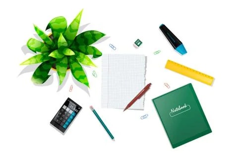 Studying table mockup, top view. Stock Illustration
