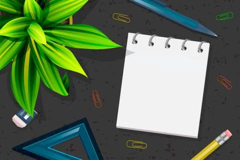 Studying table mockup, top view. 스톡 일러스트