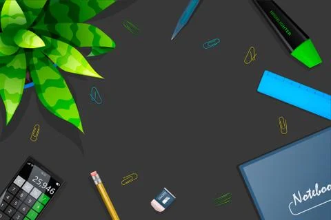 Studying table mockup, top view. Stock Illustration