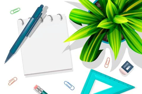 Studying table mockup, top view. Stock Illustration