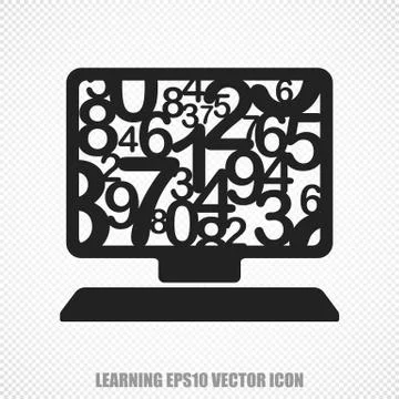 Studying vector Computer Pc icon. Modern flat design Illustrazione stock