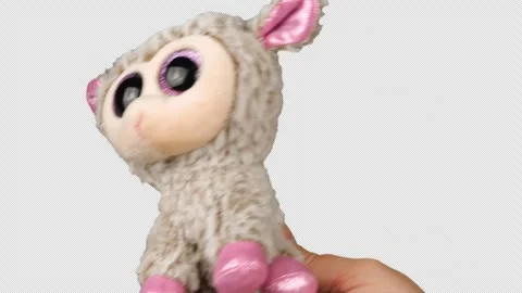 Stuffed and fluffy plush toy sheep playing and dancing. Alpha channel included. Stock Footage 276834906