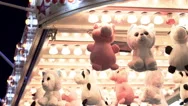 Stuffed Animal Prizes Hanging At Carnival Game 4K Stock Footage