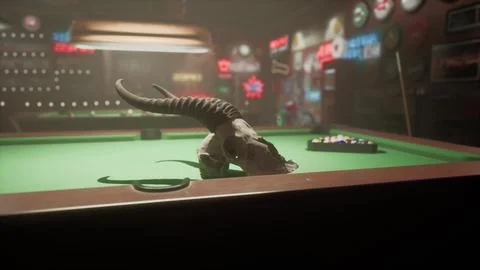 Stuffed Animal Resting on Pool Table Stock Illustration