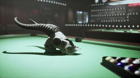 Stuffed Animal Rests on Pool Table Stock Illustration