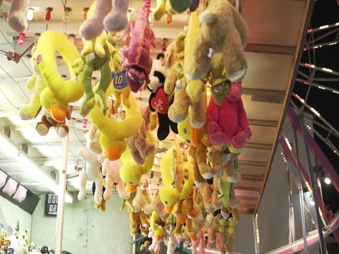 Stuffed animals at fair Stock Footage