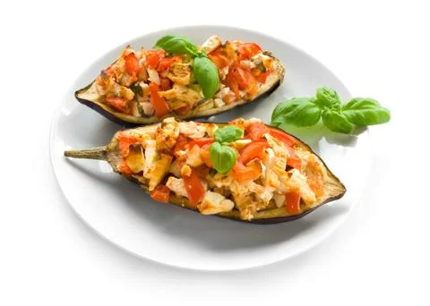Stuffed aubergines Stock Photos
