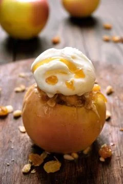 Stuffed, baked apple Stock Photos
