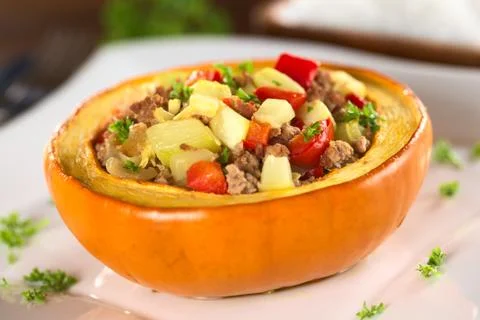Stuffed baked pumpkin Stock Photos