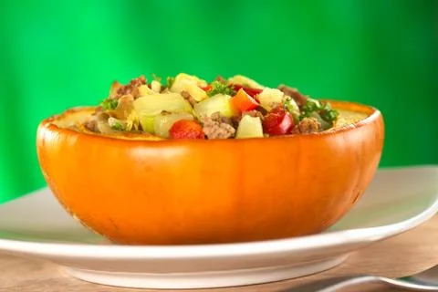 Stuffed baked pumpkin Stock Photos