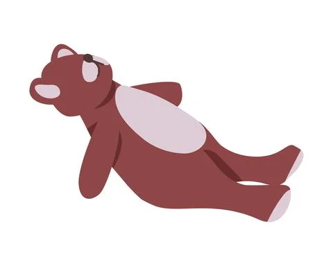 Stuffed bear toy semi flat color vector object Stock Illustration